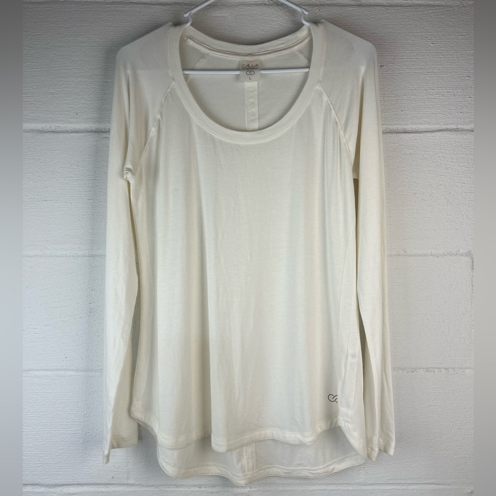 Calia Long Sleeve Cream Athletic Top, Large